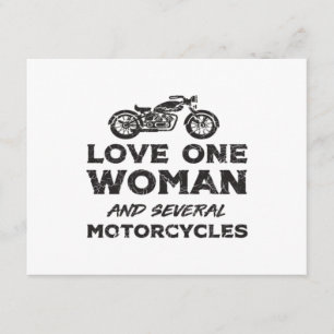 Tarjeta De Recepción Ama a una mujer y varias motocicletas esenciales