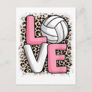 Tarjeta De Recepción Ama el voleibol de estampado de leopardo para muje