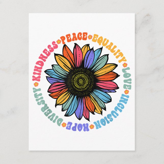 Tarjeta De Recepción Amabilidad Paz Igualdad Amor Esperanza Diversidad  (Anverso)