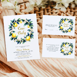 Tarjeta De Recepción Amalfi Ciao Baby Diaper Raffle Card | Lemon Wreath