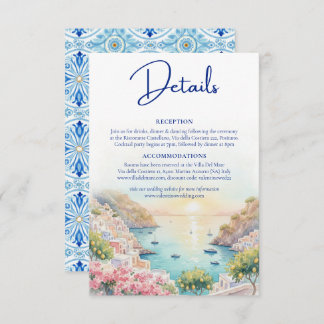 Tarjeta De Recepción Amalfi Coast Amore Watercolor Wedding Details 