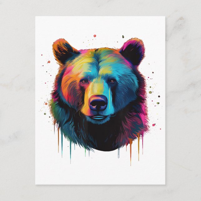 Tarjeta De Recepción Amantes del oso pardo arte pop Gran oso pardo (Anverso)