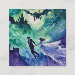 Tarjeta De Recepción Amantes voladores - Pintura de acuarela