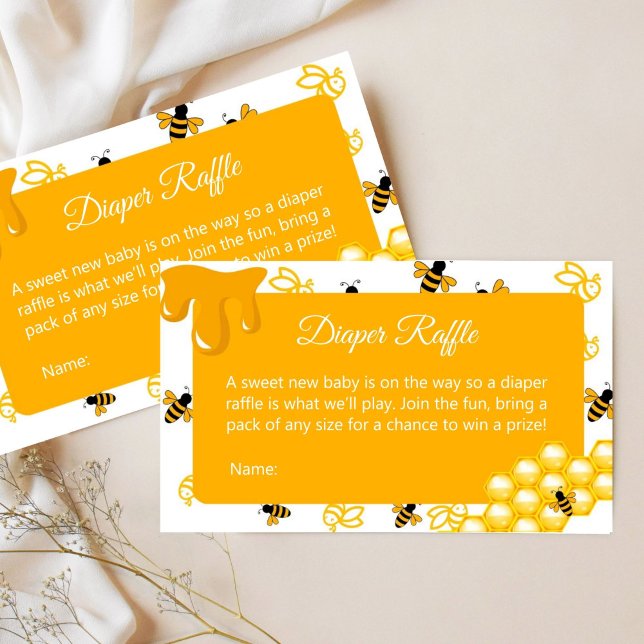 Tarjeta De Recepción Amarilla Abeja Baby Shower Diaper Raffle (Honey Bee Baby Shower Diaper Raffle Ticket Enclosure Card)