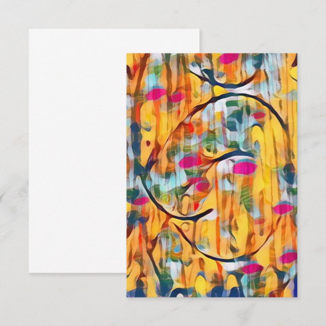 Tarjeta De Recepción Amarillo abstracto (Anverso / Reverso)