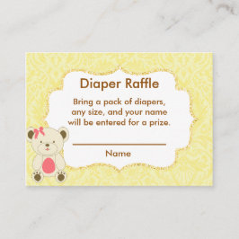 Tarjeta De Recepción Amarillo Diaper Raffle Insertar Oso