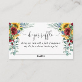 Tarjeta De Recepción Amarillo girasol Floral Diaper Raffle Script Texto