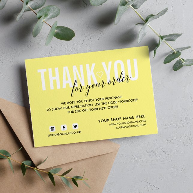 TARJETA DE RECEPCIÓN AMARILLO GRACIAS POR TU ORDEN SOCIAL (Subido por el creador)