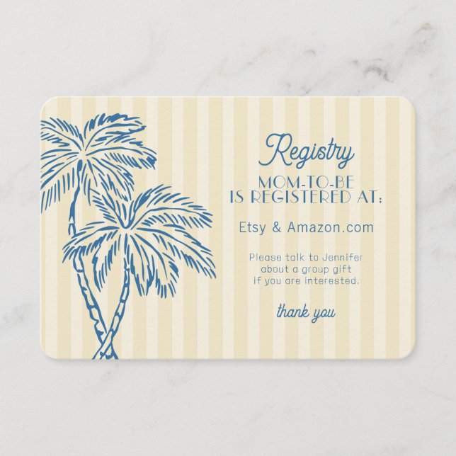 Tarjeta De Recepción Amarillo Palm Springs Pastel Beach Registry Insert (Anverso)