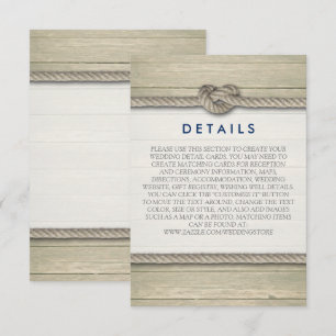 Tarjeta De Recepción Amarrando Los Detalles De La Boda Rustica De Knot