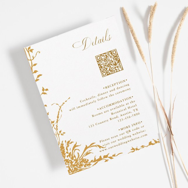 Tarjeta De Recepción Amber Botanical Wedding QR Code Details  (Subido por el creador)