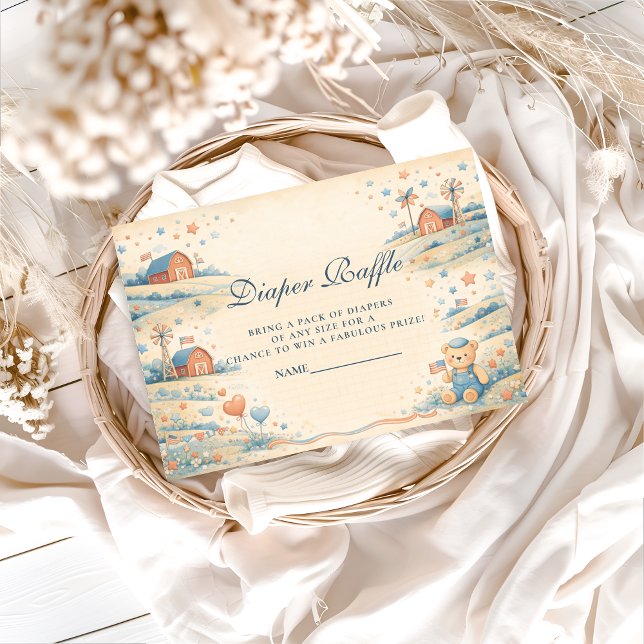 Tarjeta De Recepción American Boy Red White Blue Diapper Raffle (Subido por el creador)