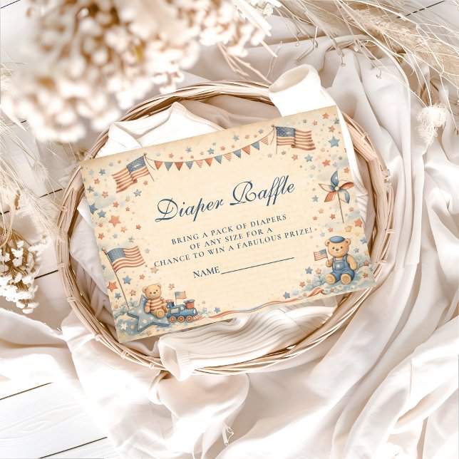 Tarjeta De Recepción American Boy Stars and Stripes Diapper Raffle (Subido por el creador)
