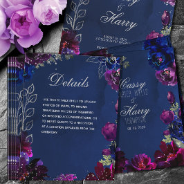 Tarjeta De Recepción Amethyst Zafiro Azul Marino Detalle de Tonos Preci