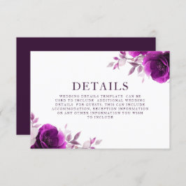 Tarjeta De Recepción Ametismo morado e índigo, detalles de Boda Lilac