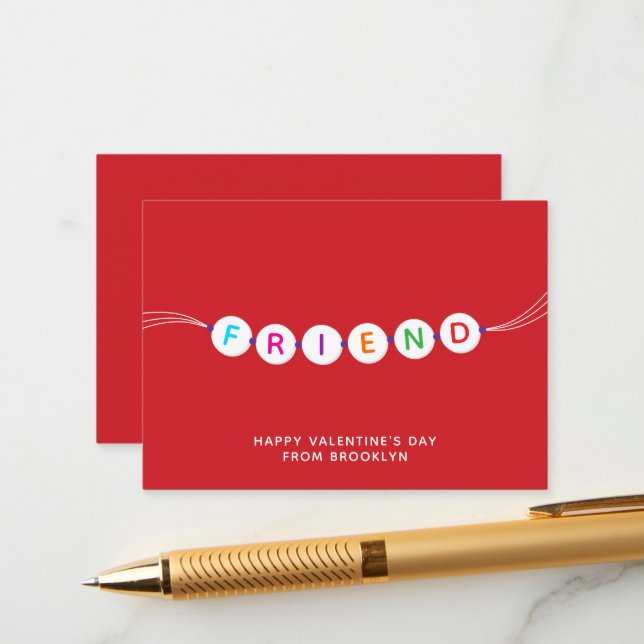 Tarjeta De Recepción Amigo lindo amistad brazalete Día de San Valentín  (Anverso/Reverso In Situ)