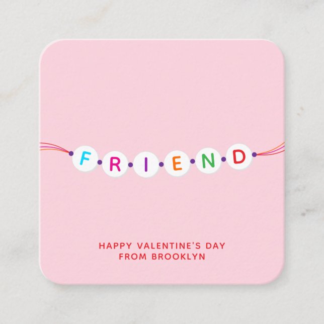 Tarjeta De Recepción Amigo lindo brazalete de amistad rosa San Valentín (Anverso)