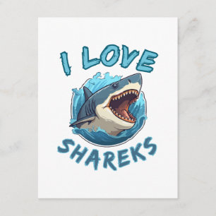 Tarjeta De Recepción Amo a los tiburones pescador
