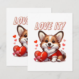 Tarjeta De Recepción Amor de Corgi Adorable