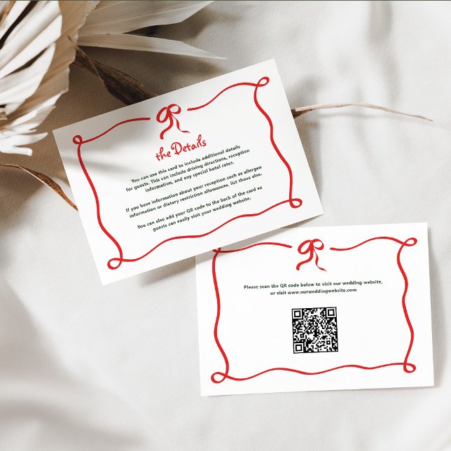 Tarjeta De Recepción Amor de vacaciones | Detalles del Boda francés Bow (Subido por el creador)