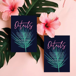 Tarjeta De Recepción Amor eléctrico Neón Boda Retro Tropical Rosa