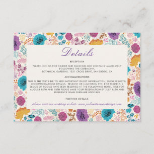 Tarjeta De Recepción Amor en Flor Romántico Rosa Púrpura Boda