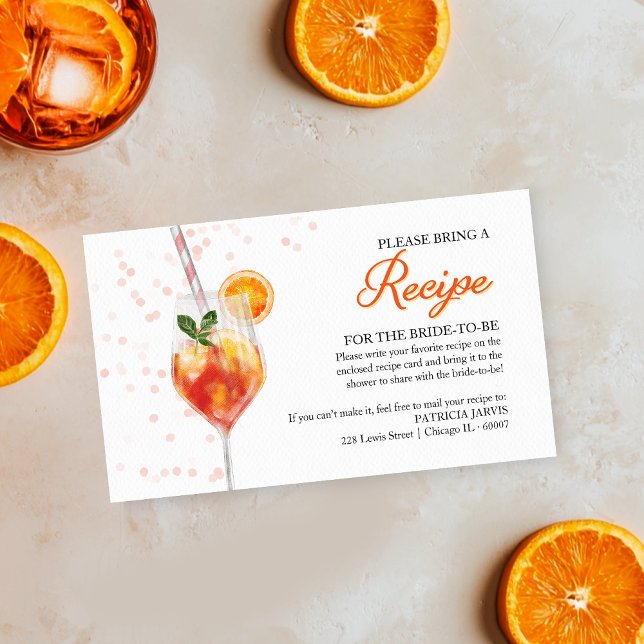 Tarjeta De Recepción Amor en primera receta de Spritz Bridal Shower (Subido por el creador)