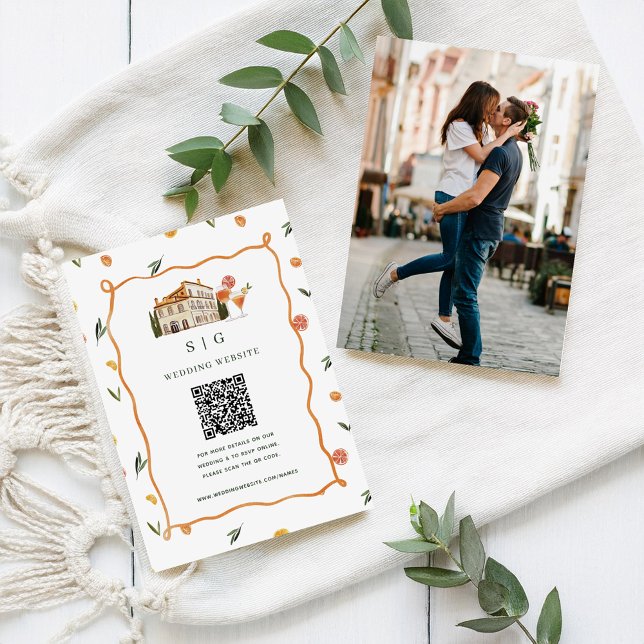 Tarjeta De Recepción Amore & Aranci | Código QR del sitio web de la bod (Subido por el creador)