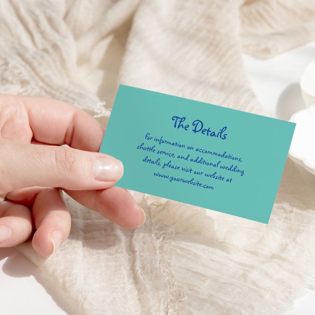 Tarjeta De Recepción Amour | Boda Verde azulado y azul manuscrito franc (Subido por el creador)