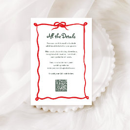 Tarjeta De Recepción Amour Holiday Bow | Código QR de detalles de invit