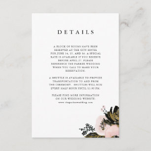 Tarjeta De Recepción Ampersand elegante   Detalles de invitado en blanc