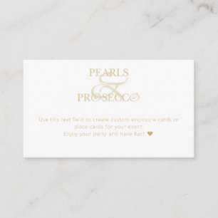 Tarjeta De Recepción Ampersand White Pearls & Prosecco Bridal Shower