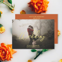 Tarjeta De Recepción Añadir código QR de Boda fotográfico