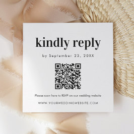 Tarjeta De Recepción Analizar código QR RSVP Boda negrita Insertar