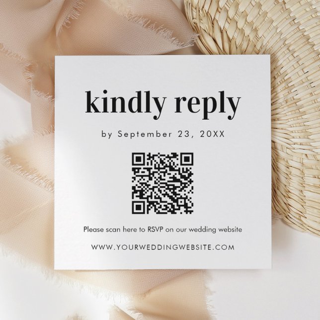 Tarjeta De Recepción Analizar código QR RSVP Boda negrita Insertar (Subido por el creador)