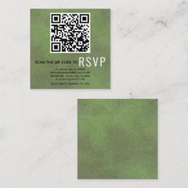 Tarjeta De Recepción Analizar código QR RSVP boda verde manchado Gabine