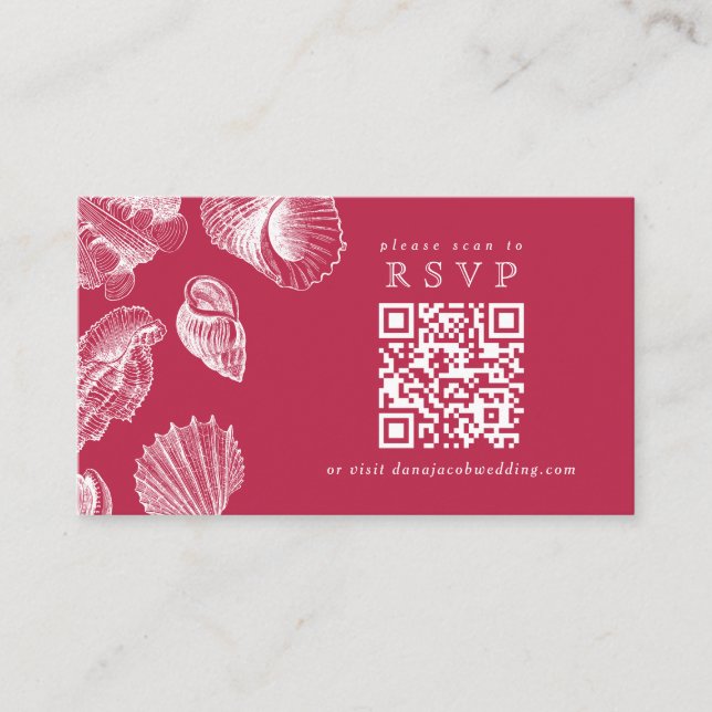 Tarjeta De Recepción Analizar código QR VIva Magenta Nautical Seashell  (Anverso)