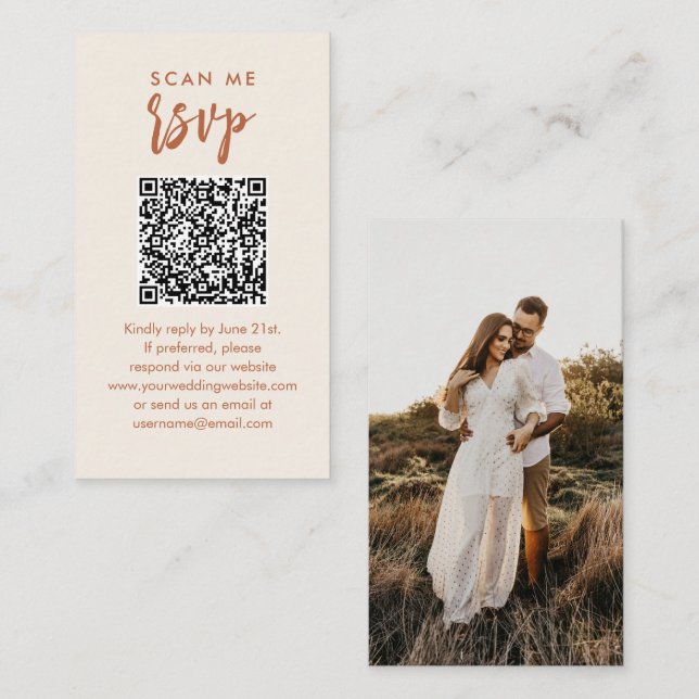 Tarjeta De Recepción Analizar mi RSVP Boda del desierto de Boho Código  (Anverso / Reverso)