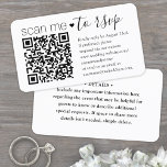 Tarjeta De Recepción Analizar QR RSVP y Detalles Boda de script simple<br><div class="desc">Simplifique las respuestas RSVP y proporcione cualquier detalle importante con moda de tarjetas de gabinete de código QR modernas. Todo el texto es sencillo para el personalizar, incluida la redacción que dice "escanéenme a rsvp". Para crear su propio código QR mediante el generador, simplemente escriba la dirección URL del sitio...</div>