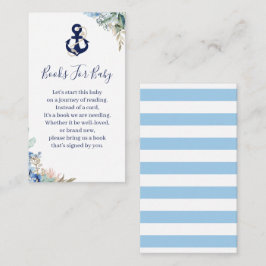 Tarjeta De Recepción Anchor Nautical Floral Baby Shower Book Request