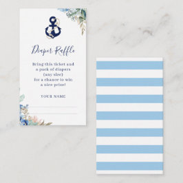 Tarjeta De Recepción Anchor Nautical Floral Baby Shower Diaper Raffle