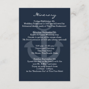 Tarjeta De Recepción Anchor Navy Blue Intinerary