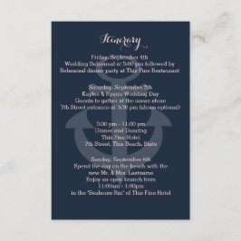 Tarjeta De Recepción Anchor Navy Blue Intinerary