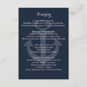 Tarjeta De Recepción Anchor Navy Blue Intinerary