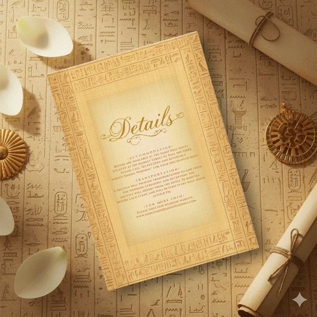 Tarjeta De Recepción Ancient Gold Hieroglyphic Motifs Egyptian Wedding (Subido por el creador)