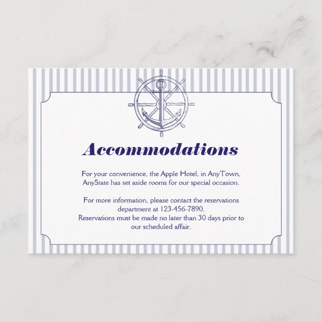 Tarjeta De Recepción Anclaje náutico sobre Boda de banda gris Insertar (Anverso)