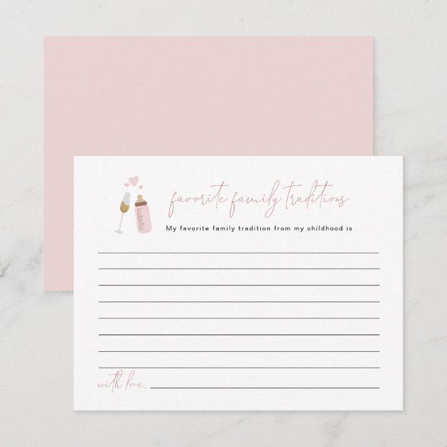 Tarjeta De Recepción ANDI Dusty Rosa Poppin Botellas familiares Tradici (Anverso / Reverso)