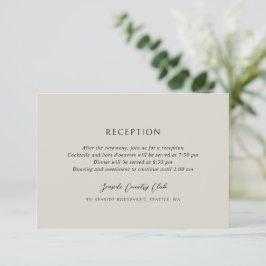Tarjeta De Recepción Andrea Beige Elegant Wedding
