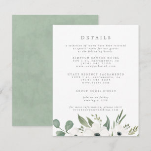 Tarjeta De Recepción Anemones Sage y Dusty Green Eucalyptus Boda