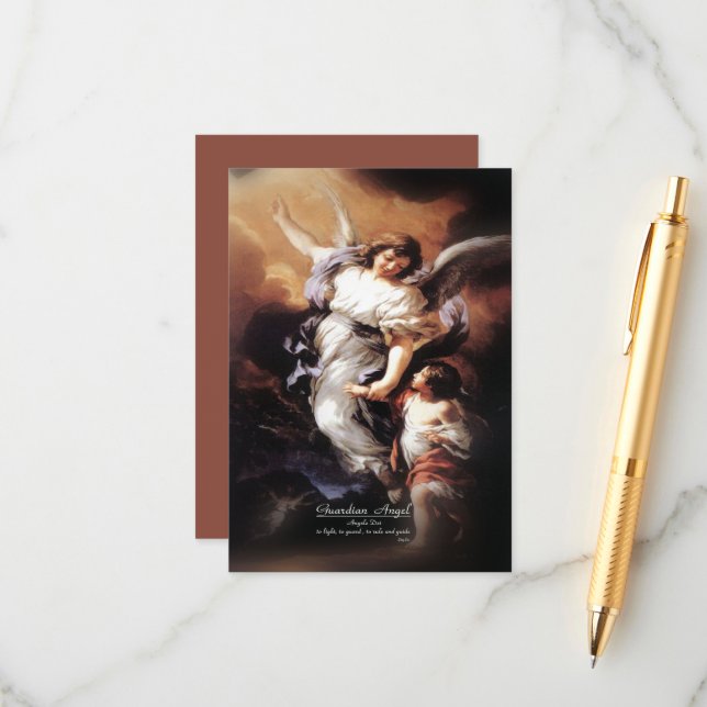 Tarjeta De Recepción Ángel de Guardian con oración (Anverso/Reverso In Situ)